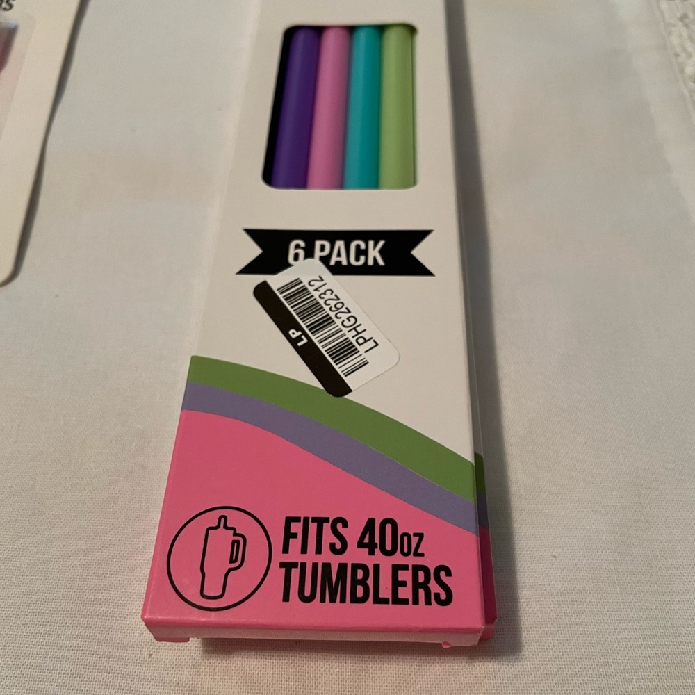 Char Charms tumbler straws 6 pack Colorful Reusable Straw Set 40z tumblers